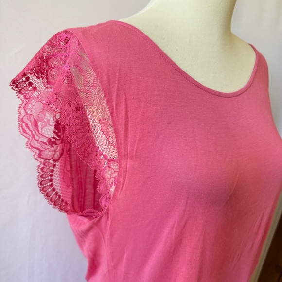 LA PERLA T SHIRT DRESS LACE LUXURIOUS MODERN SOFT MODAL SEXY FEMININE PINK M - Picture 6 of 13